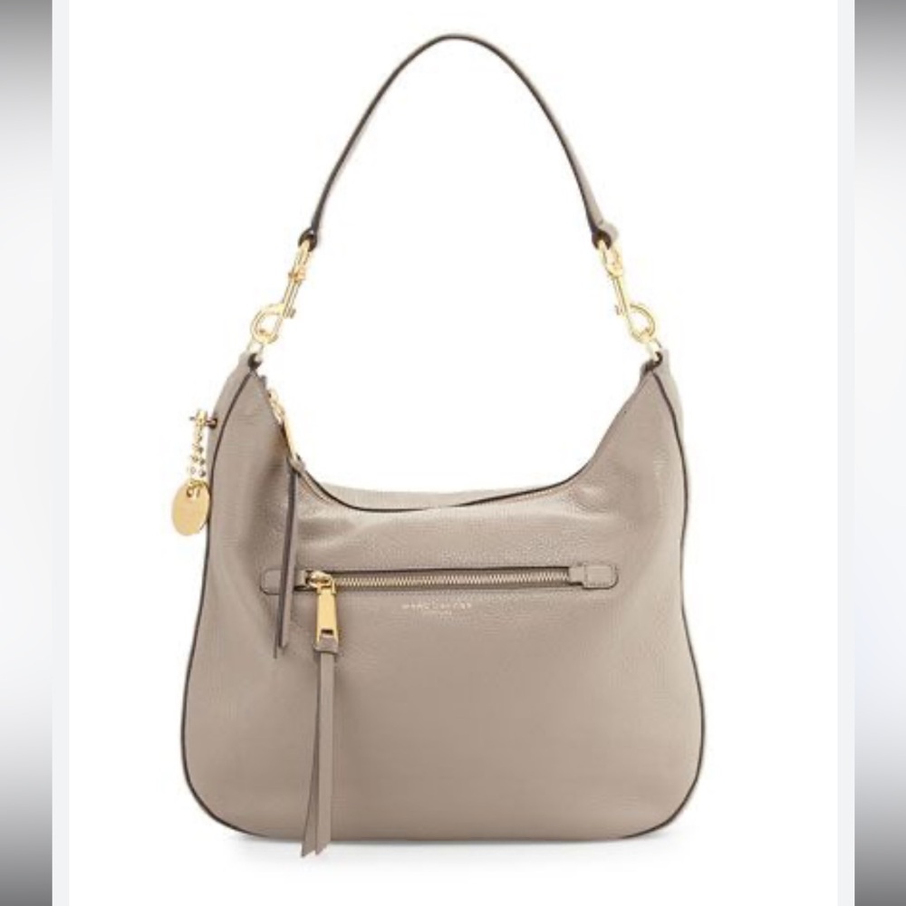 Marc Jacobs Taupe Leather Hobo Bag with Gold Hardware